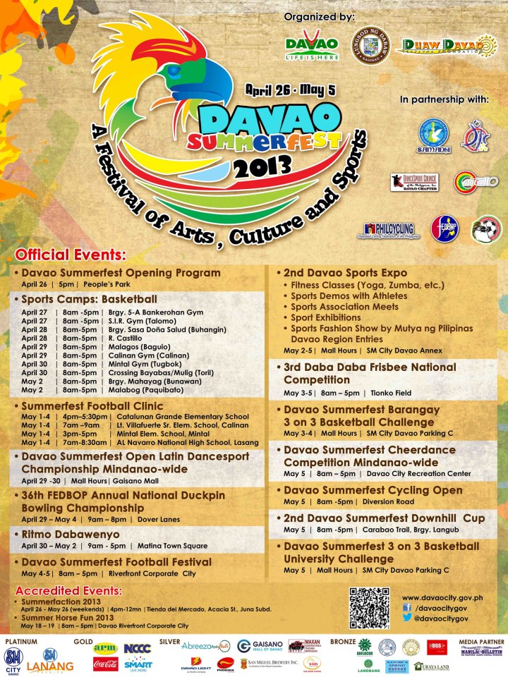 Davao Summerfest 2013 schedule of activities